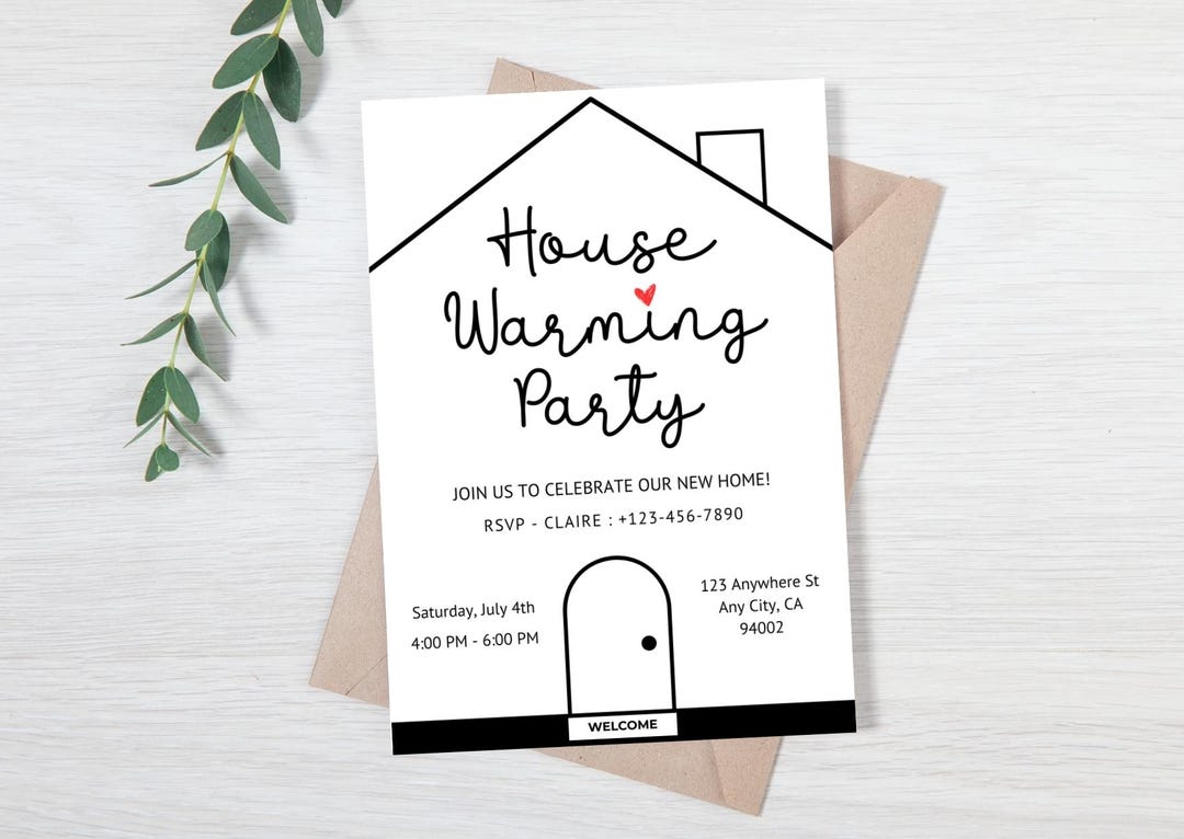 Printable House Warming Party Invitation With a Simple, Modern Design ...