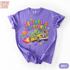 Comfort Colors Magic School Bus Shirt, Seatbelts Everyone Teacher Tee, Ms Frizzle Back to School Gift, Science Teacher T-Shirt voor vrouwen