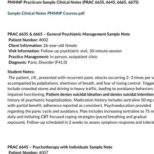 PMHNP Praktische Probe Klinische Hinweise (PRAC 6635, 6645, 6665, 6675)