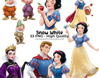 Snow White PNG Clipart, Princess Instant Digital Download, Transparent background, Evil Queen art, Snow White printable