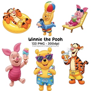 Cute Winnie The Pooh Pool Party PNG Cliparts, Printable Images, cartoon graphics, sublimation, DIGITAL DOWNLOAD, Winnie the Pooh baby shower