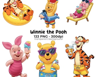Cute Winnie The Pooh Pool Party PNG Cliparts, Printable Images, cartoon graphics, sublimation, DIGITAL DOWNLOAD, Winnie the Pooh baby shower
