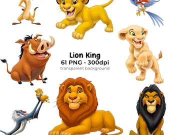Lion King Clipart PNG, Lion King Baby Bundle, Safari Theme, Digital Download, Safari Party Decorations and Baby Room Art