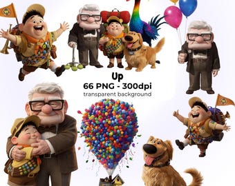 Up PNG, Up Clipart, Up Sublimation, Balloon House PNG, Up Poster, Up Birthday, Cute Up Character, Digital Download, Digital Kit, UP birthday