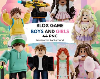 Roblox Character Clipart, Instant Download, Blox Party Favors, Roblox Sublimation, Blox Printable, Game stickers, Roblox Girl and Roblox Boy