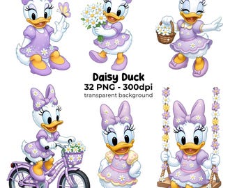 Daisy Duck PNG, Digital Download, baby room decor, ideal for party decorations, baby showers, and birthdays Cartoon illustration (PNG)