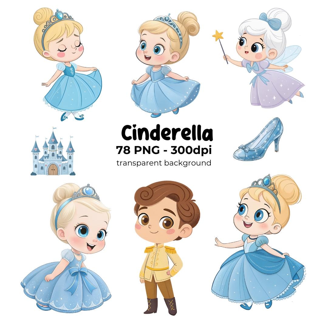 Cinderella Watercolor Clipart PNG, Digital Download, Fairy Tale ...
