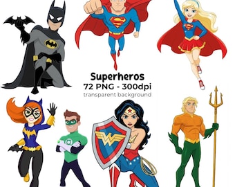 Superheroes Digital Kit, PNG pack of Superhero Legends, Cute Baby Hero Clipart Pack, Digital Download, Superhero kids art