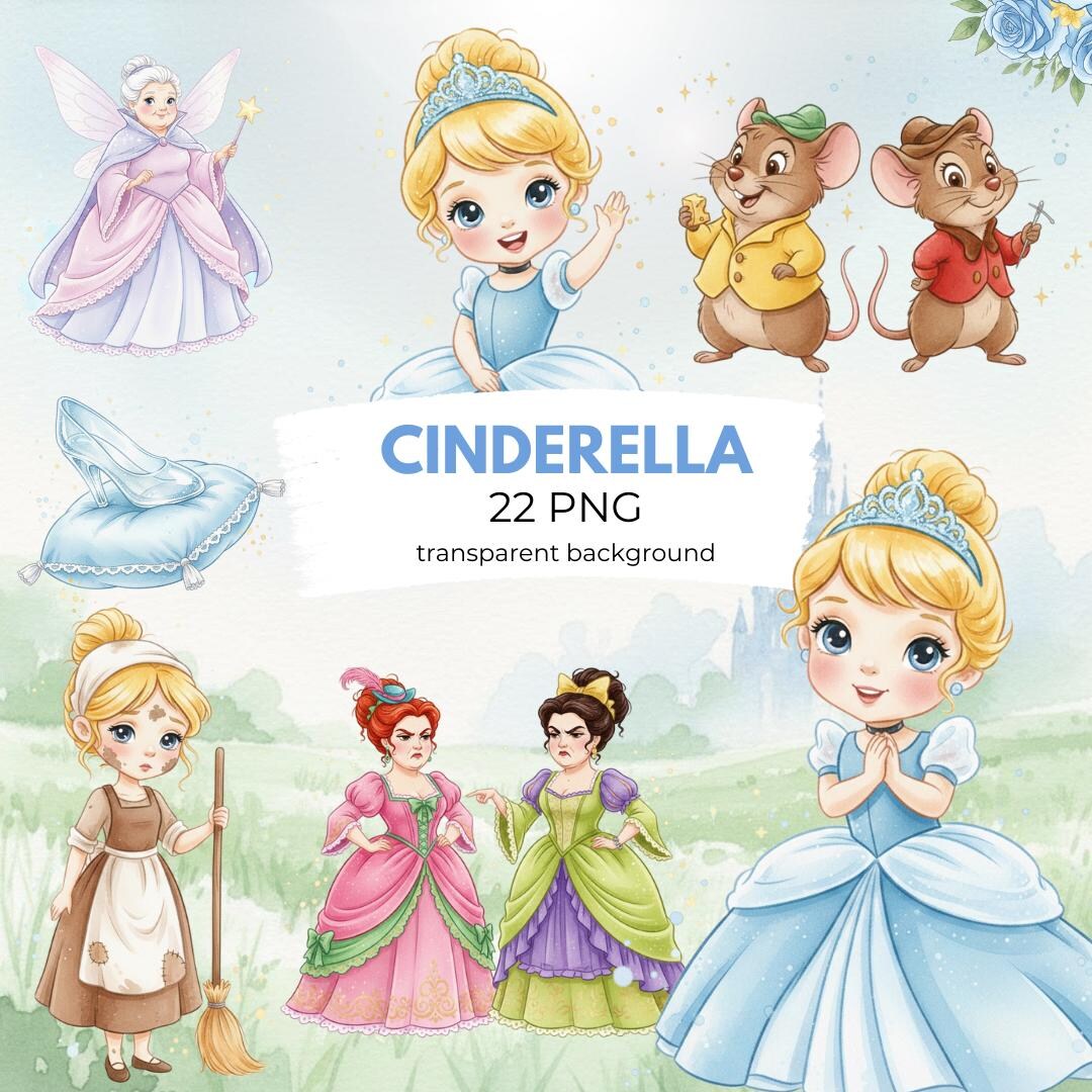 Easy to Use Cute Cinderella Watercolor PNG, Cinderella Baby Clipart ...