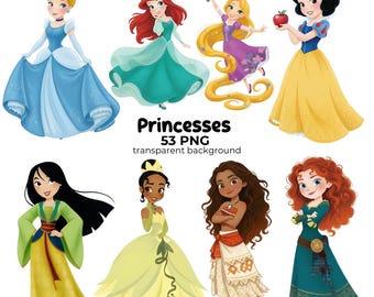 Baby Princesses Png Bundle, Princess Decor, Magical Drawings for Crafts and Printables, png birthday, Baby Princesses Clipart, Digital Kit