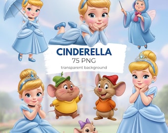 Baby Cinderella Clipart PNG, Digital Download, Fairy tale princess, cute princess, Princess Party Clipart,