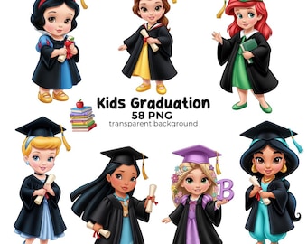 Preschool School Diploma - Digital Download, Graduation clipart, Graduation Princess, Diploma illustration, School clipart