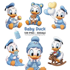 Baby Donald Duck PNG, Digital Download, baby room decor, ideal for party decorations, baby showers, and birthdays Cartoon illustration (PNG)