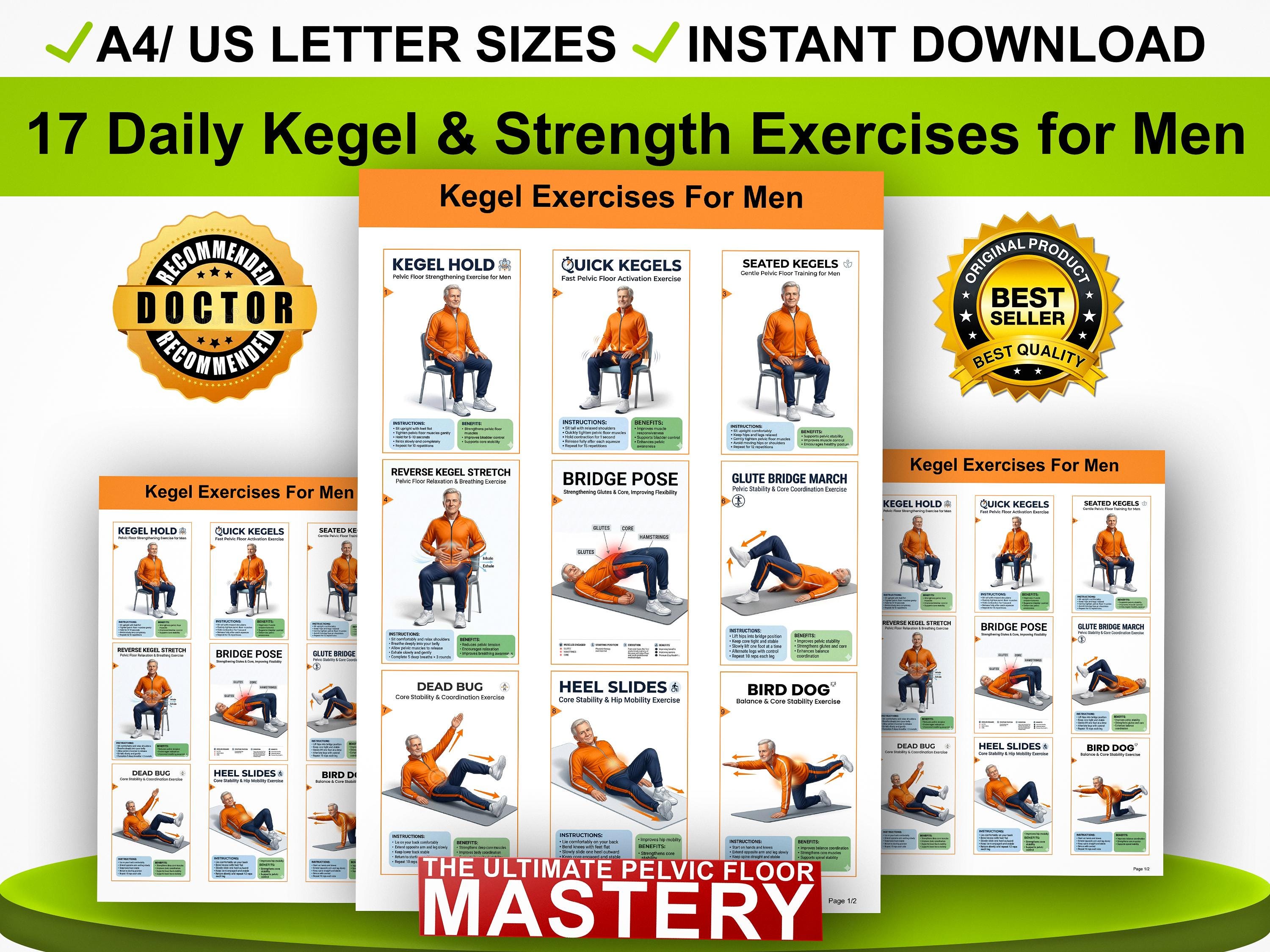 Pelvic Floor Exercises for Men Printable, Kegel Workout Chart for ...