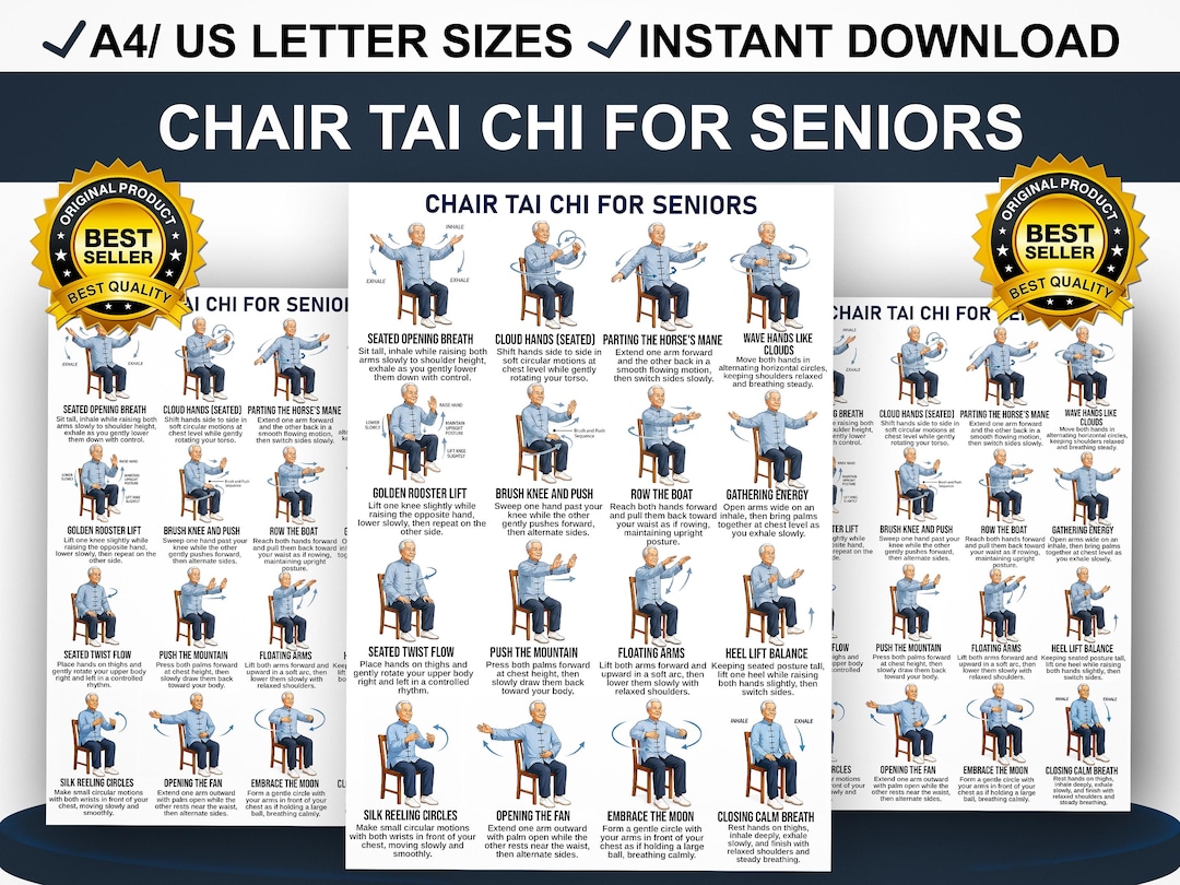 Printable Chair Tai Chi for Seniors & Beginners , Gentle Seated Balance ...