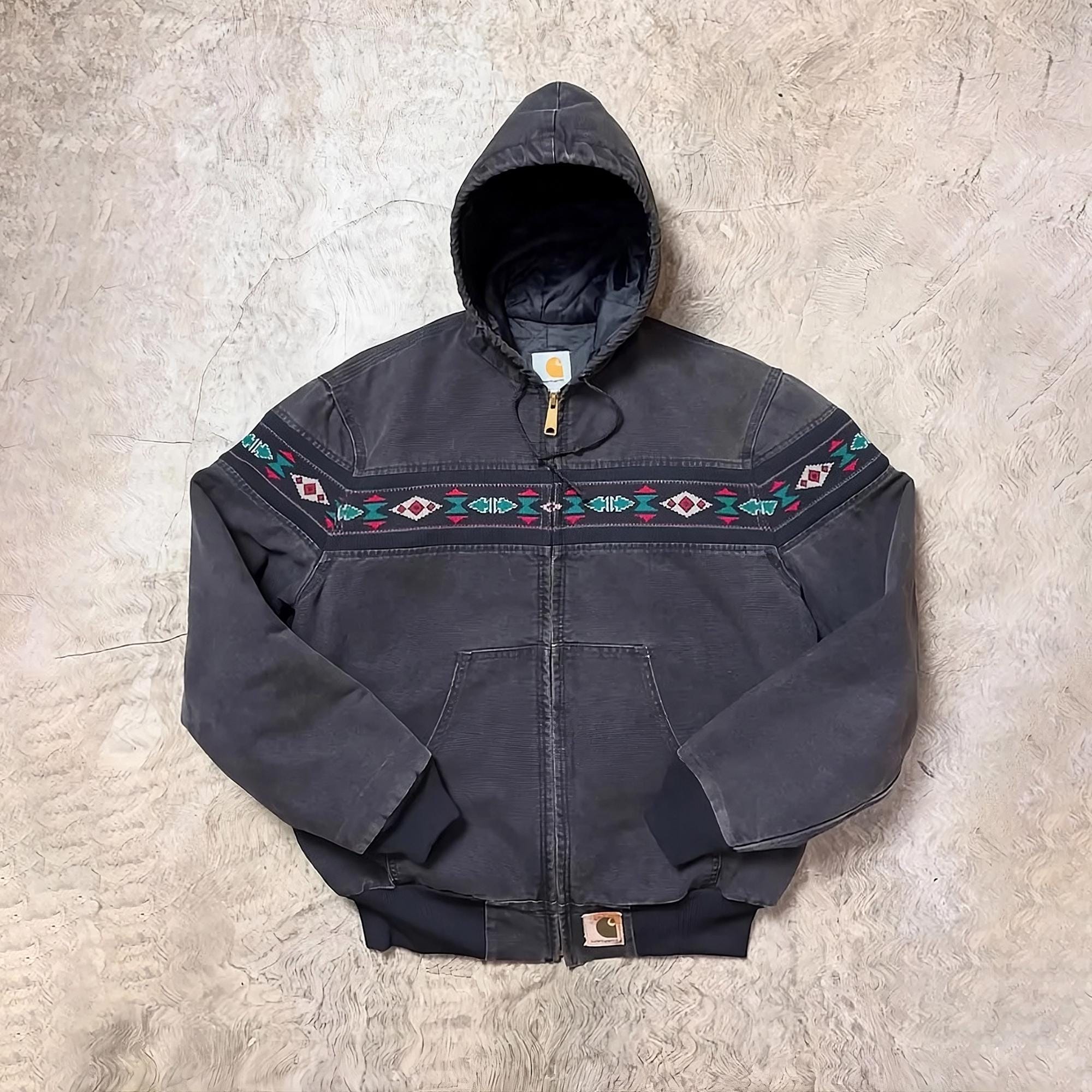 Veste Blouson Carhartt Rétro Gris Bleu Avec Capuche - Taille S, Neuve Avec étiquettes
