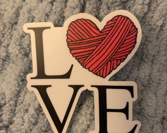 Love Sticker, Love Yarn Sticker, Vinyl Sticker, Yarn Sticker, Crochet Sticker, Knitting Sticker