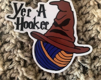 Hooker Sticker, Raven Sticker, Claw sticker, hooker flair, crochet sticker, crochet flair, vinyl sticker, waterproof sticker