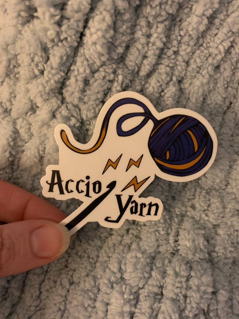 Accio Yarn, Yarn Sticker, Raven Claw Sticker, Harry Potter Inspired Sticker, Vinyl Sticker, Crochet Sticker, Knitting Sticker image 2