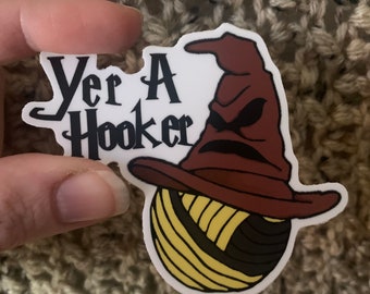 Hooker sticker, Huff Puff sticker, vinyl sticker, waterproof sticker, badger pride, crochet sticker, crochet flair