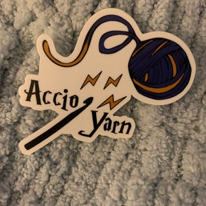 Accio Yarn, Yarn Sticker, Raven Claw Sticker, Harry Potter Inspired Sticker, Vinyl Sticker, Crochet Sticker, Knitting Sticker image 1