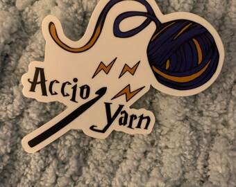 Accio Yarn, Yarn Sticker, Raven Claw Sticker, Harry Potter Inspired Sticker, Vinyl Sticker, Crochet Sticker, Knitting Sticker