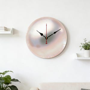 Blush Pearl Gradient Wall Clock | Silent Minimalist Modern Decor | Wooden Home Clock