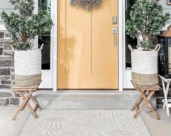 Felpudo con mosaico de rayos de sol / Decoración de entrada moderna bohemia en tonos neutros