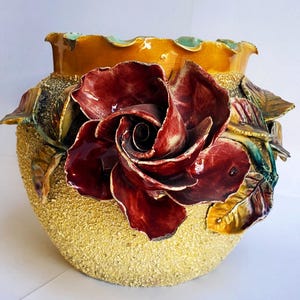 Barbotine Flower Vase