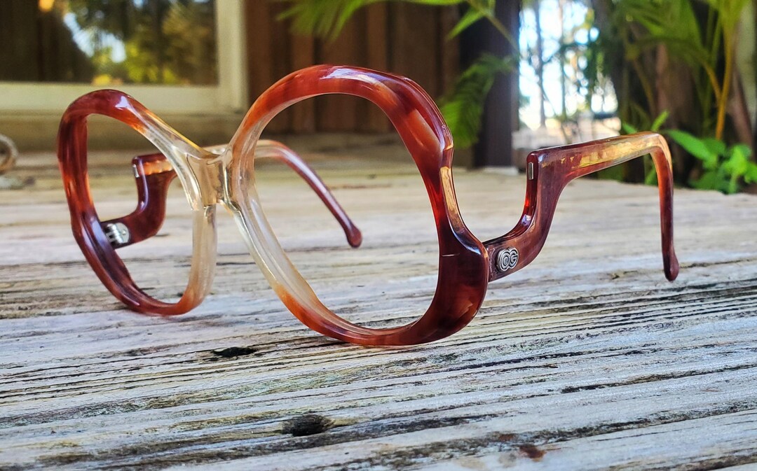 VINTAGE 70\'s RARE OLIVER GOLDSMITH OVERSIZED TORTOISE TRANSLUCENT GLASSES FRAMES Vintage Oliver Goldsmith Round Thick Tortoise Oversized 1970  main image 2