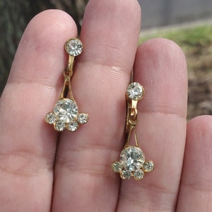 Gold Tone Crystal Dangling Earrings