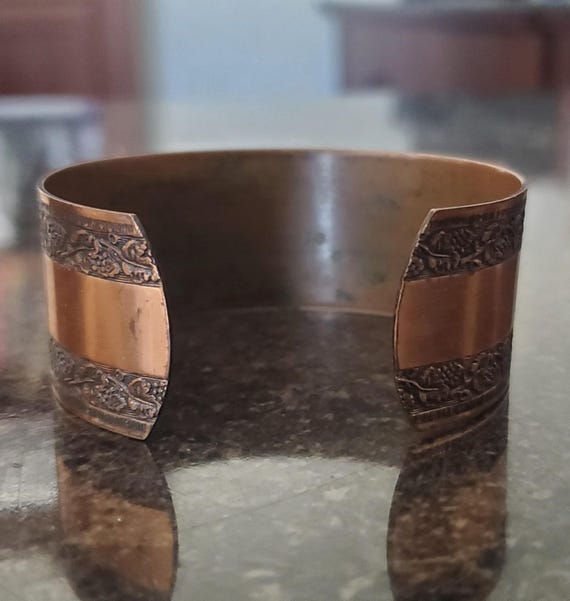 Copper Cuff with Grapevine Border - image 4