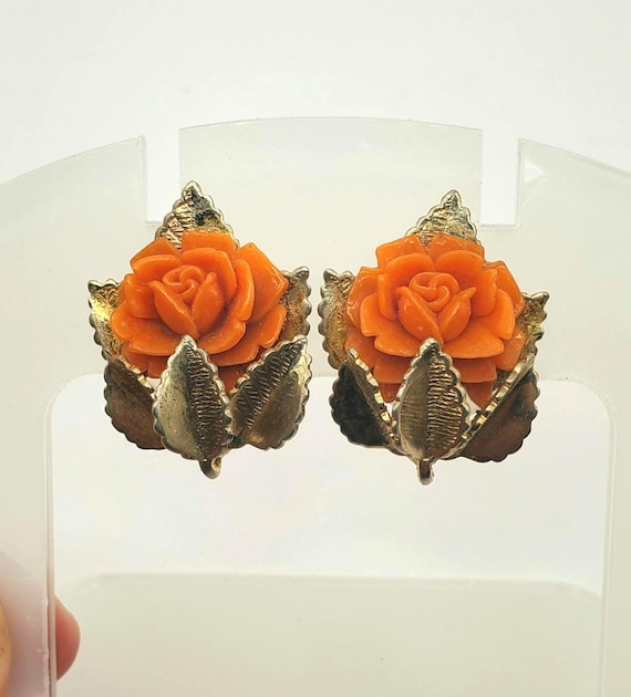 Vintage Carved Celluloid Earrings