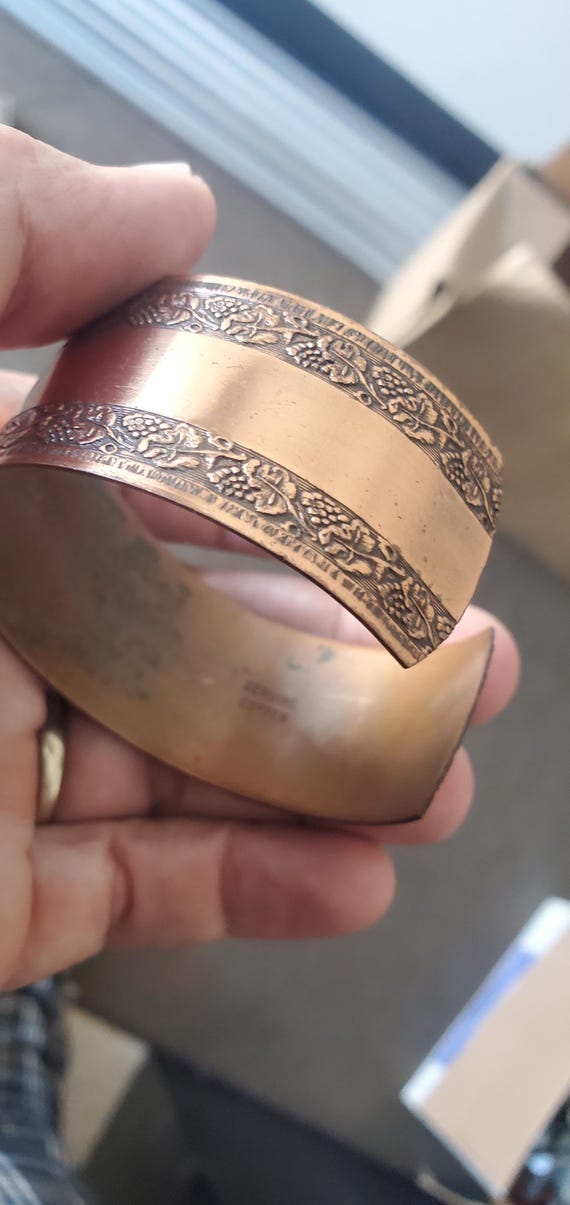 Copper Cuff with Grapevine Border - image 6
