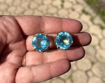 Matte Blue Crystal Earrings