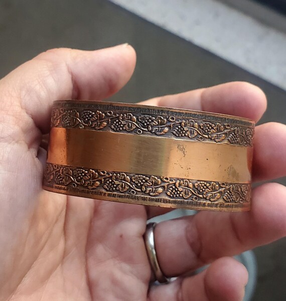 Copper Cuff with Grapevine Border - image 1
