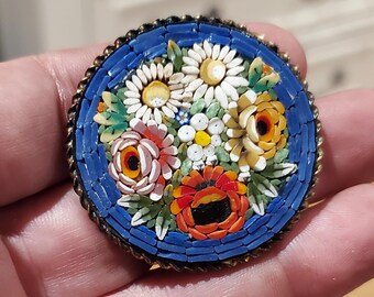 ヴィンテージマイクロモザイクブローチ イタリア製 ヴィンテージ