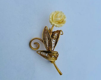 Carved French Ivory Rose