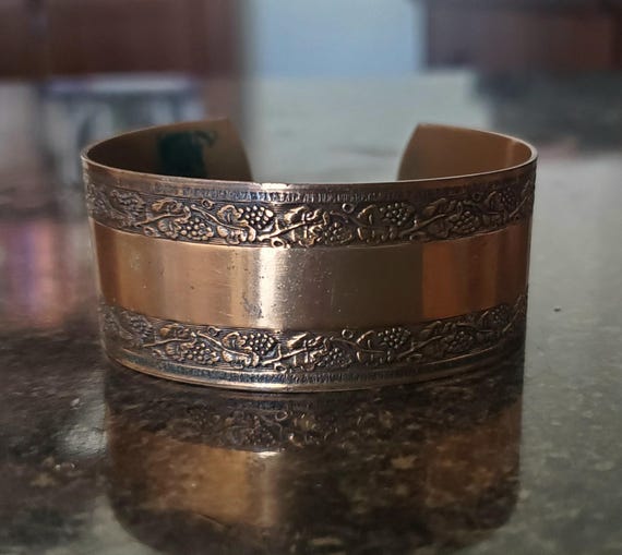 Copper Cuff with Grapevine Border - image 2