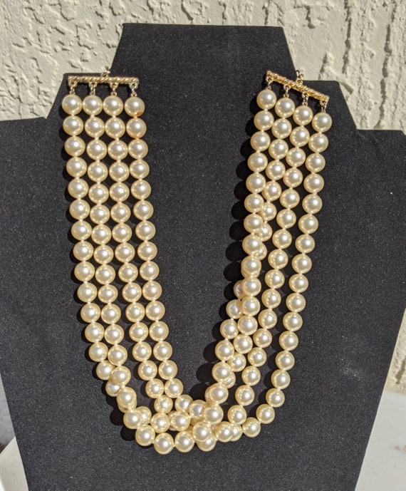 Four String Faux Pearl Necklace