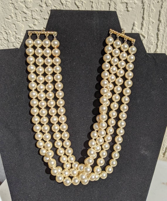Four String Faux Pearl Necklace - Etsy