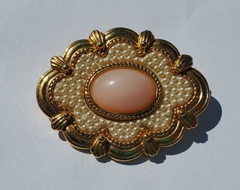 Pink and Pearl Brooch