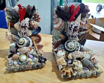 Seashell Encrusted Bookends