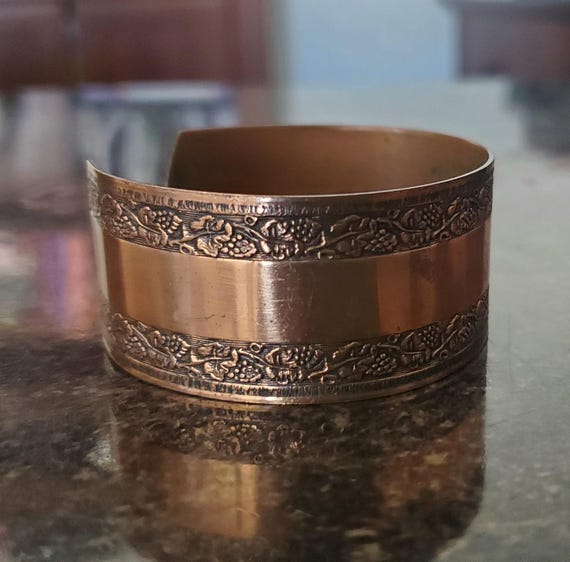 Copper Cuff with Grapevine Border - image 3