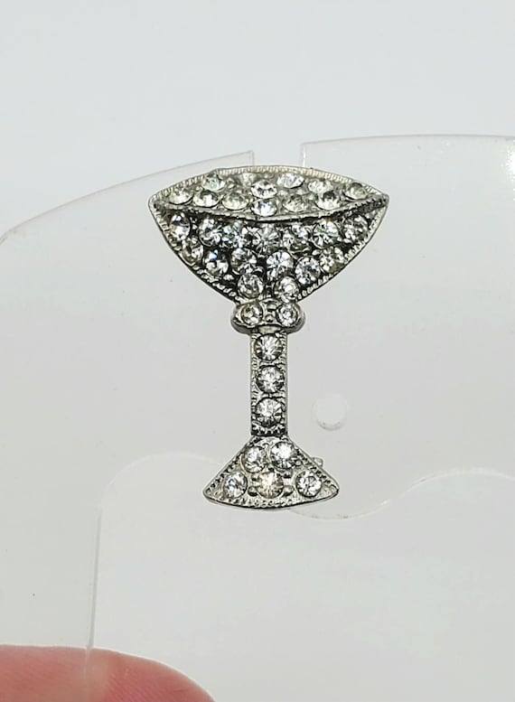 Crystal Martini Glass Brooch