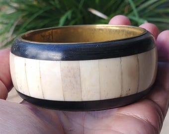 Vintage Brass and Bone Bangle
