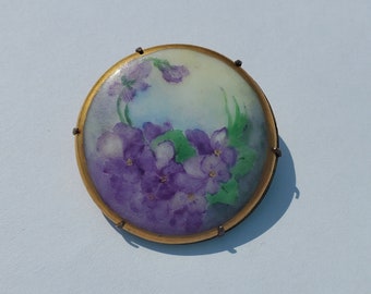 Hand Painted Victorian Brooch