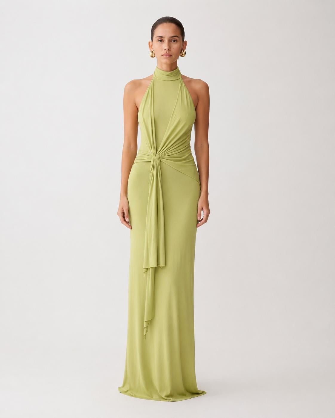 knot front halter dress Maxi Dress, Draped Front, Boho Chic Formal Gown, Women's Evening Wear long fancy dresses