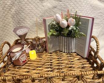 Custom Folded Book Art with Flowers | Personalized Reading Nook Decor
