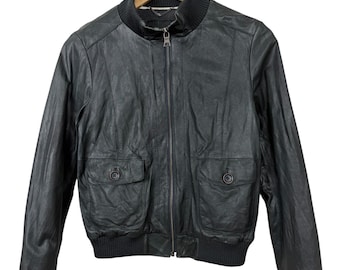 Vintage 1990s Banana Republic Leather Bomber Jacket Made in USA